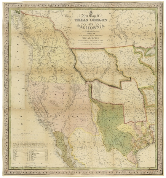 Map of Texas, Oregon and California From 1846 -- The Definitive Map Used by Western Settlers During the Gold Rush