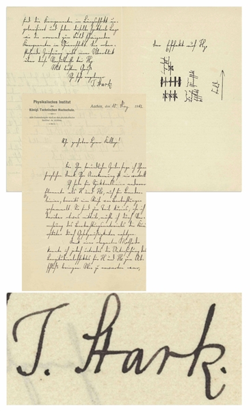 Johannes Stark Autograph Letter Signed in 1913, the Year He Discovered the Stark Effect, for Which He Won the Nobel Prize -- Letter Actually Discusses ''Odd'' Observations Regarding the Stark Effect