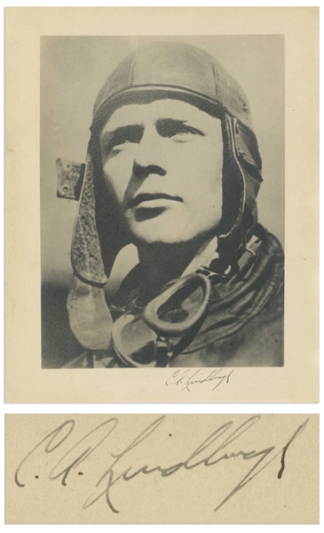 Charles Lindbergh Signed Photo Measuring 10.625'' x 13.5''