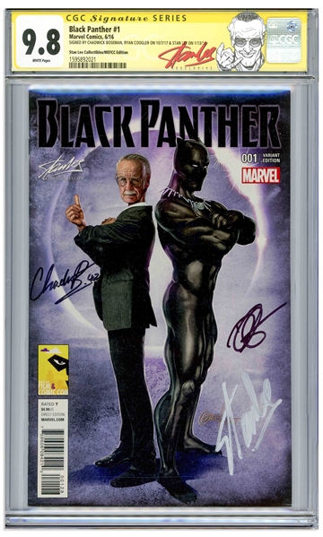''Black Panther'' Comic #1 Signed by Chadwick Boseman, Director Ryan Coogler and Creator Stan Lee -- Boseman Writes ''42'' Next to His Name, Referencing Jackie Robinson's Number