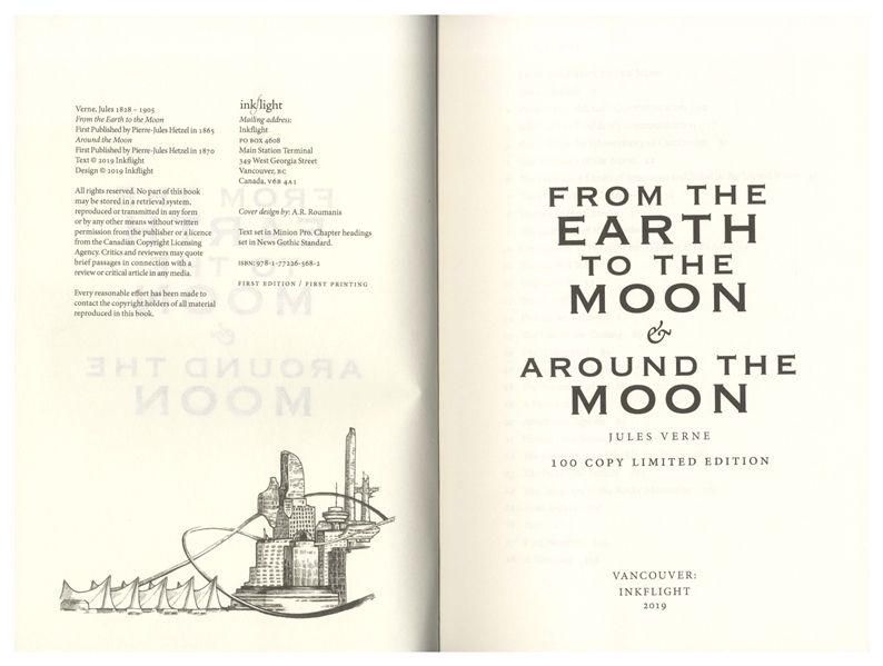 ''From the Earth to the Moon & Around the Moon'' Limited Edition Novel Signed by Five Apollo Astronauts: Walt Cunningham, Frank Borman, James McDivitt, Charlie Duke & Fred Haise