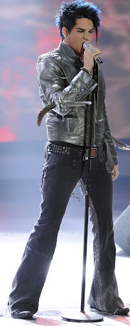 Singer Adam Lambert Blue Leather Jacket