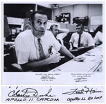 Charlie Duke and Fred Haise Signed 20 x 16 Photo of the Apollo 11 Mission Control -- Duke, the CAPCOM for Apollo 11, Writes WE COPY YOU DOWN EAGLE!