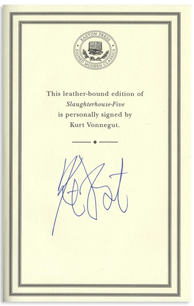 Kurt Vonnegut Signed ''Slaughterhouse-Five'' Deluxe Leather Bound Limited Edition