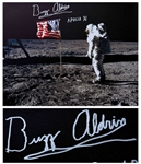 Buzz Aldrin Signed Canvas of the Iconic Apollo 11 Image Showing Aldrin Standing Next to the U.S. Flag -- Measures 24 x 20