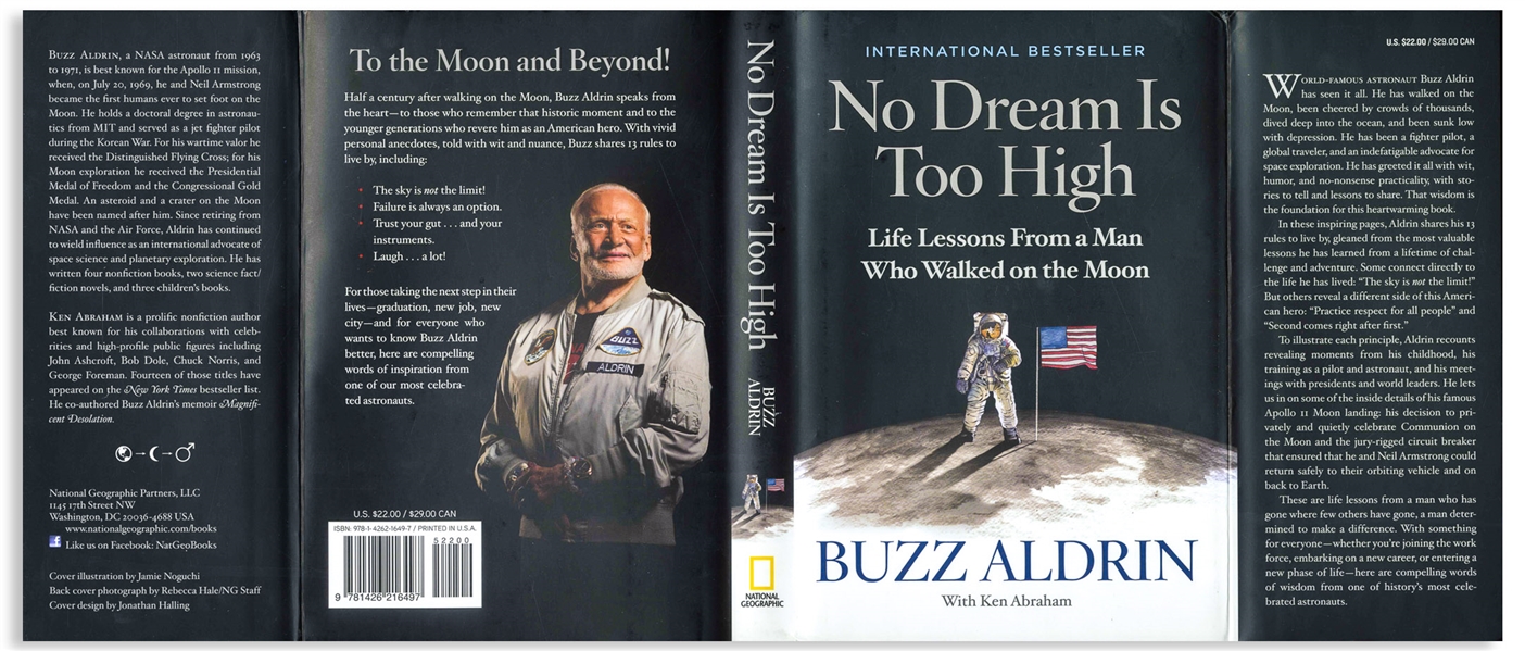 Buzz Aldrin Signed First Edition of His Autobiography, ''No Dream Is Too High''