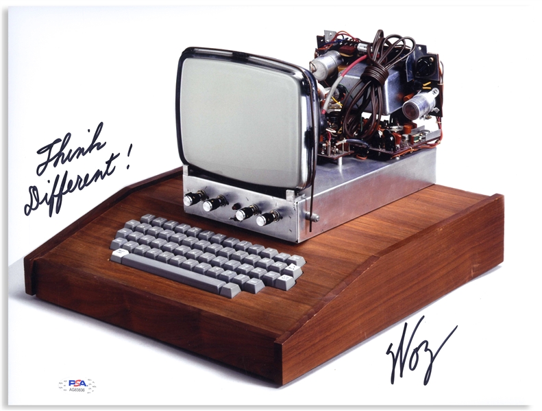 Steve Wozniak Signed 14'' x 11'' Photo of the Apple 1 Computer, Writing ''Think Different!'' -- With PSA/DNA COA