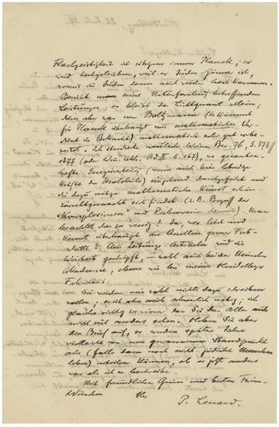 Philipp Lenard Autograph Letter Signed Regarding Albert Einstein, the Photoelectric Effect & Whether Future Generations Who Read This Letter Will Live in a World Where Non-Jews Are Still Alive
