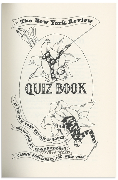 Edward Gorey Signed First Edition of ''The New York Review Quiz Book'' -- With Delightful Gorey Illustrations Throughout