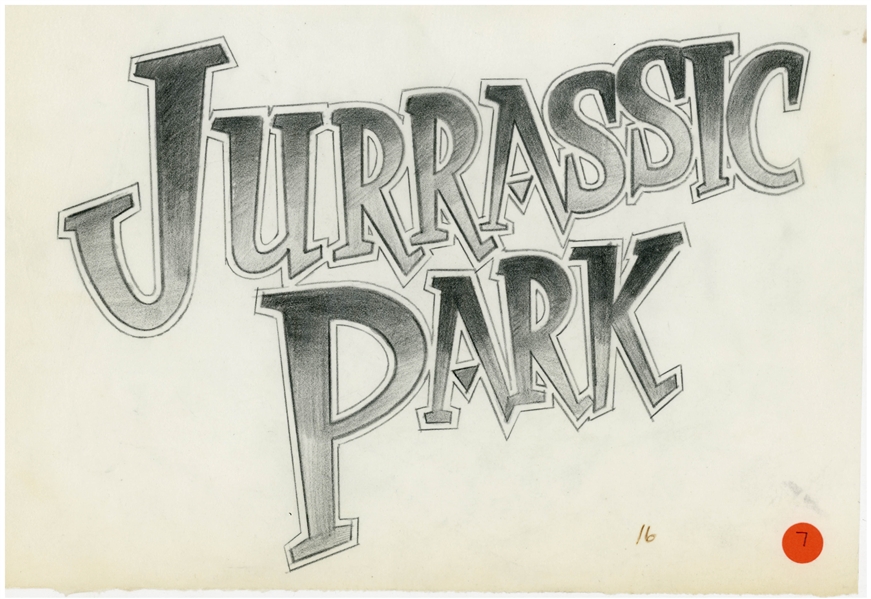 Original ''Jurassic Park'' Production Sketch Created in Development for the 1993 Film -- Misspelled ''Jurrassic Park''