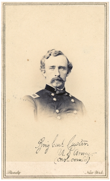 George Custer CDV With Mathew Brady Backstamp -- A Rare View of the Civil War General