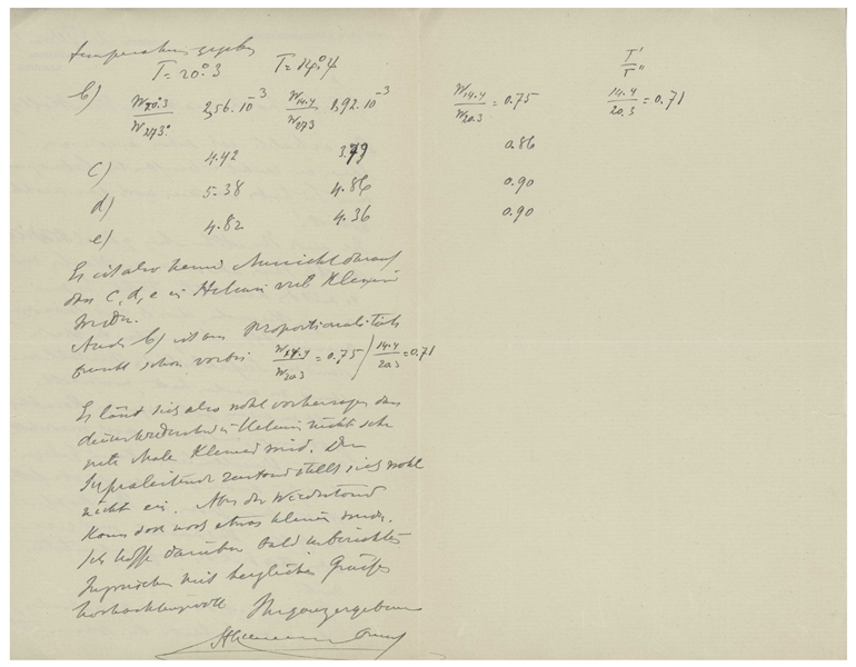 Heike Kamerlingh Onnes Autograph Letter Signed From 1913, the Year He Won the Nobel Prize for His Work on Superconductivity, the Topic of This Letter