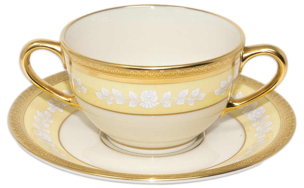 Bill Clinton White House China Bouillon Soup Bowl and Saucer to Honor the 200th Anniversary of the White House