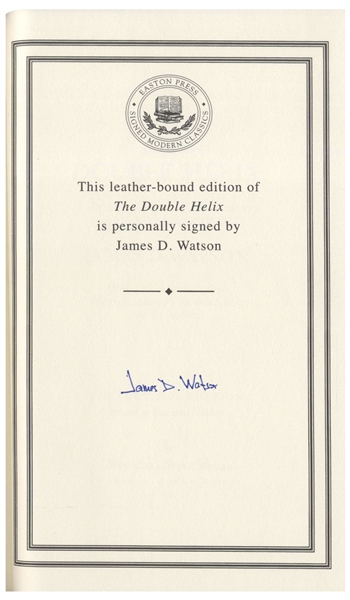 James Watson Signed Deluxe Edition of ''The Double Helix''