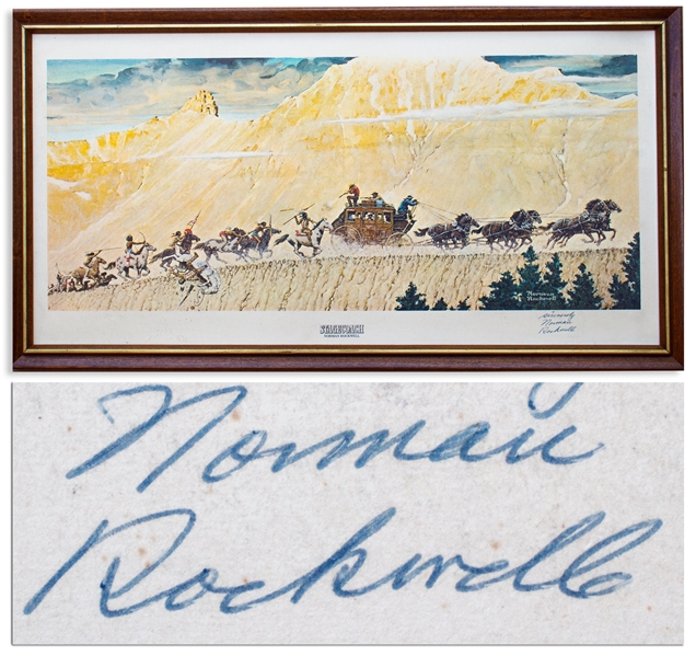 Norman Rockwell Signed Print of ''Stagecoach'' -- Art Done for the 20th Century Fox Film in 1966