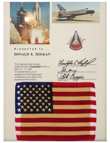 Space-Flown U.S. Flag From the First Space Shuttle Mission, Columbia STS-1