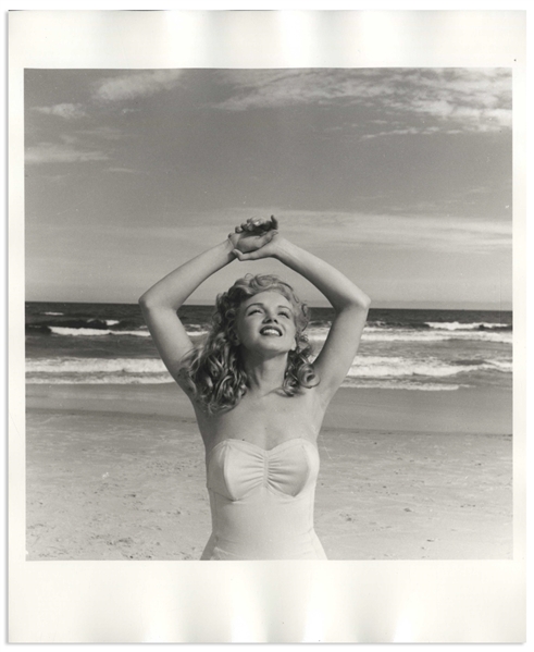 Original 8'' x 10'' Photograph of Marilyn Monroe Taken by Andre de Dienes in 1949 -- The Famed Tobey Beach Photo Session
