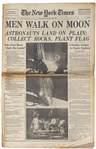New York Times Newspaper From 21 July 1969 Reporting on the Apollo 11 Moon Landing