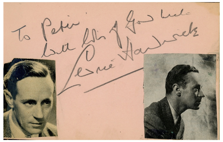 Charlie Chaplin Autograph & Self-Portrait Sketch of Himself as The Tramp -- Also Signed by Douglas Fairbanks, Jr., Leslie Howard & More