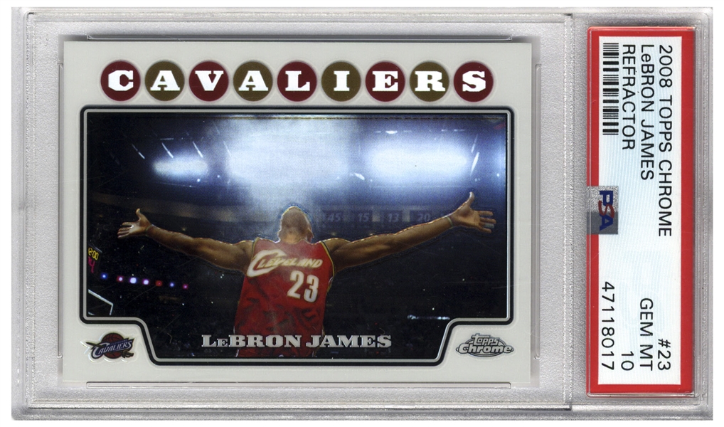 LeBron James 2008 Topps Chrome Refractor ''Chalk Toss'' #23 -- PSA Graded Gem Mint 10