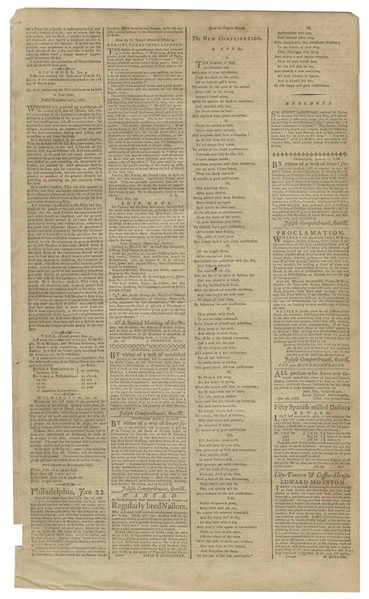 1788 Issue of ''The Pennsylvania Packet'' With Reporting on Virginia Debating Whether to Join the United States