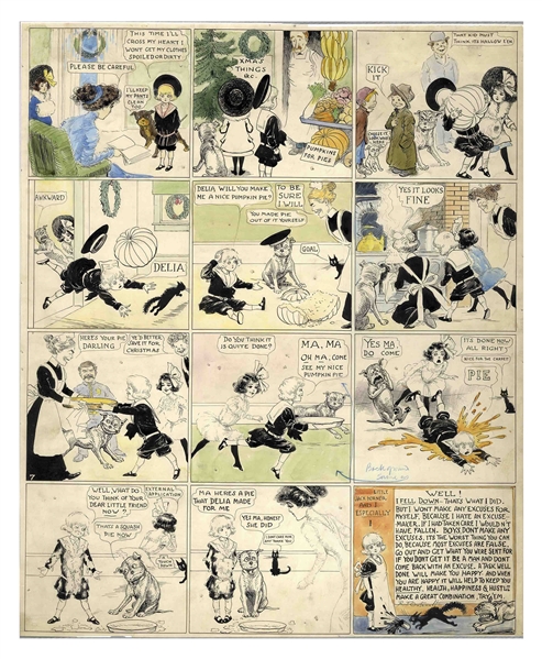 ''Buster Brown'' Sunday Christmas-Themed Comic Strip by Richard F. Outcault Circa 1916