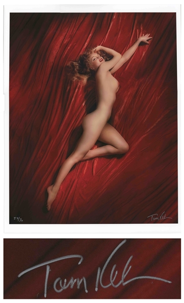 Tom Kelley Limited Edition 17'' x 22'' Giclee Photograph of Marilyn Monroe in the ''Red Velvet'' Photo Session