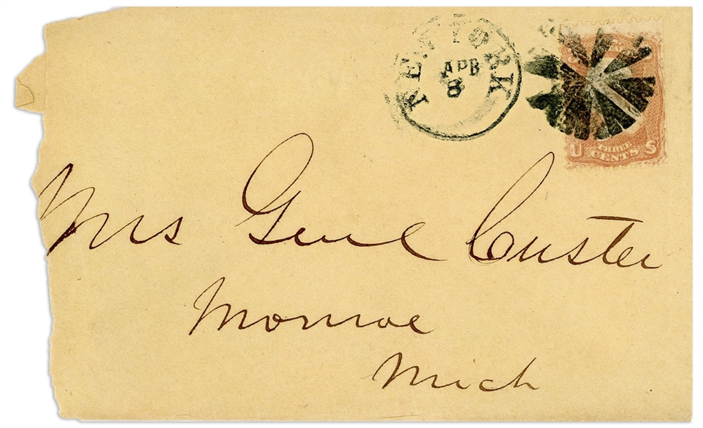 George Custer Handwritten Envelope Addressed to his Wife, ''Mrs Genl Custer''