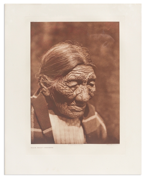 Edward Sheriff Curtis Original Large Photogravure Plate of the Cheyenne Woman, ''Black Belly - Cheyenne'' -- From ''The North American Indian''