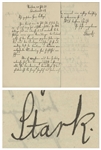Nobel Prize Winning German Scientist Johannes Stark Autograph Letter Signed From 1920 -- ...It is necessary that the Berliners experience a sweeping reduction of their influence in Nauheim...