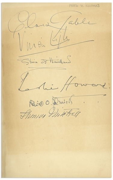 ''Gone With the Wind'' Cast-Signed Book -- Signed by Clark Gable, Vivien Leigh, Olivia de Havilland, Leslie Howard, Thomas Mitchell and David O. Selznick -- With PSA/DNA COA for All Signatures
