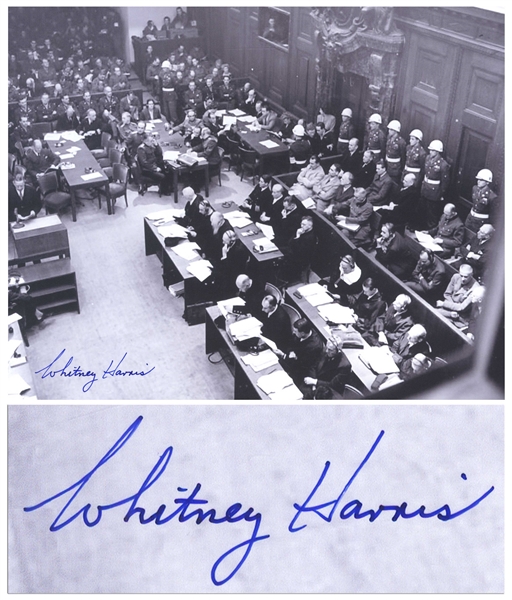 Whitney Harris Signed Photo of the Nuremberg Trials -- Harris Was One of the U.S. Prosecutors for the Trials -- With PSA/DNA COA