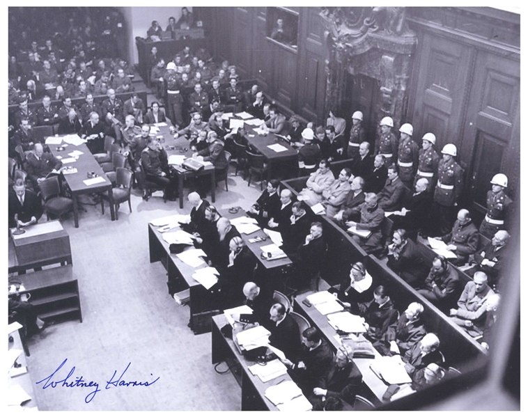 Whitney Harris Signed Photo of the Nuremberg Trials -- Harris Was One of the U.S. Prosecutors for the Trials -- With PSA/DNA COA