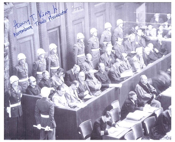 Henry T. King Signed Photo of the Nuremberg Trials -- King Was One of the U.S. Prosecutors for the Trials -- With PSA/DNA COA