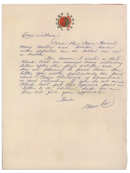 Fantastic Lot of Three Bruce Lee Signed Letters -- ''...Since the Green Hornet, many 'Masters' and 'Doctors' have either defeated me or killed me...'' -- With University Archives COAs