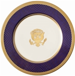 Scarce Oval Office Service Plate From the Bill Clinton Administration -- Beautiful Navy Blue Hatched Design