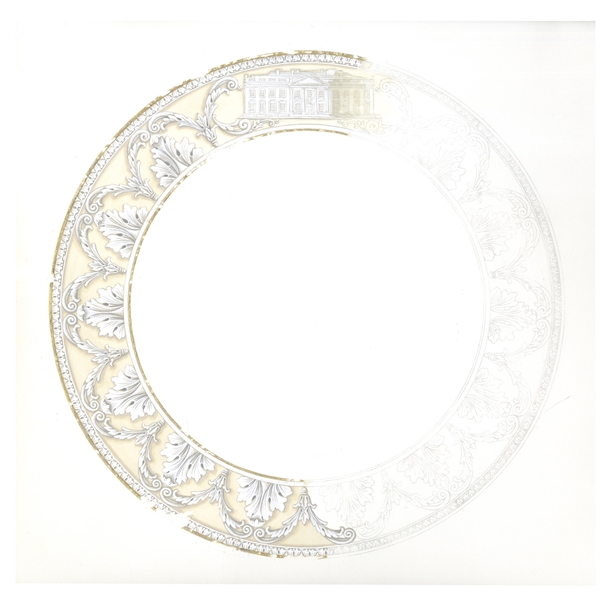Original Lenox Artwork for the Clinton 200th Anniversary White House China -- Artwork for Dinner Plate Features White House at Top