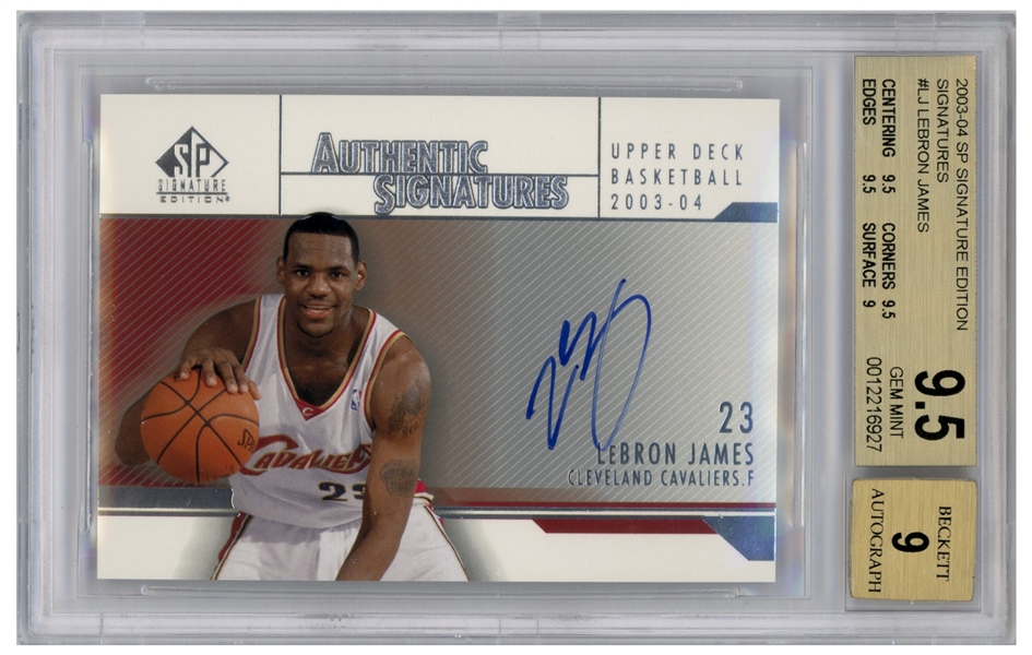 LeBron James Signed 2003-04 Upper Deck Signature Edition, James' Rookie Year -- Graded BGS Gem Mint 9.5 & 9 for Autograph