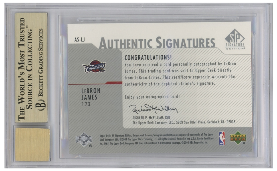 LeBron James Signed 2003-04 Upper Deck Signature Edition, James' Rookie Year -- Graded BGS Gem Mint 9.5 & 9 for Autograph