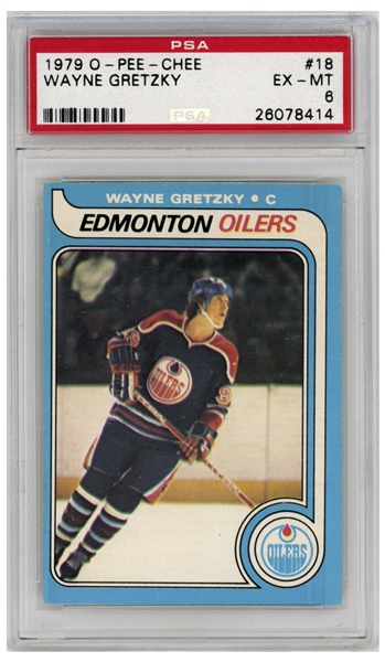 Wayne Gretzky 1979 O-Pee-Chee Rookie Card #18 -- PSA Graded Excellent-Mint 6