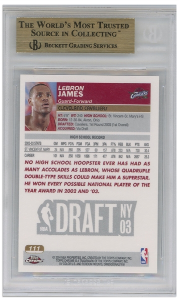 LeBron James 2003 Topps Chrome Rookie Card #111 -- BGS Graded Gem Mint 9.5