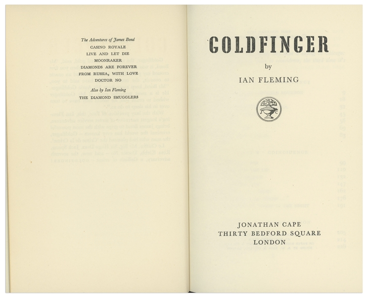 Ian Fleming Signed First Edition, First Impression of ''Goldfinger'' in Original Dust Jacket -- Near Fine Condition -- With University Archives COA