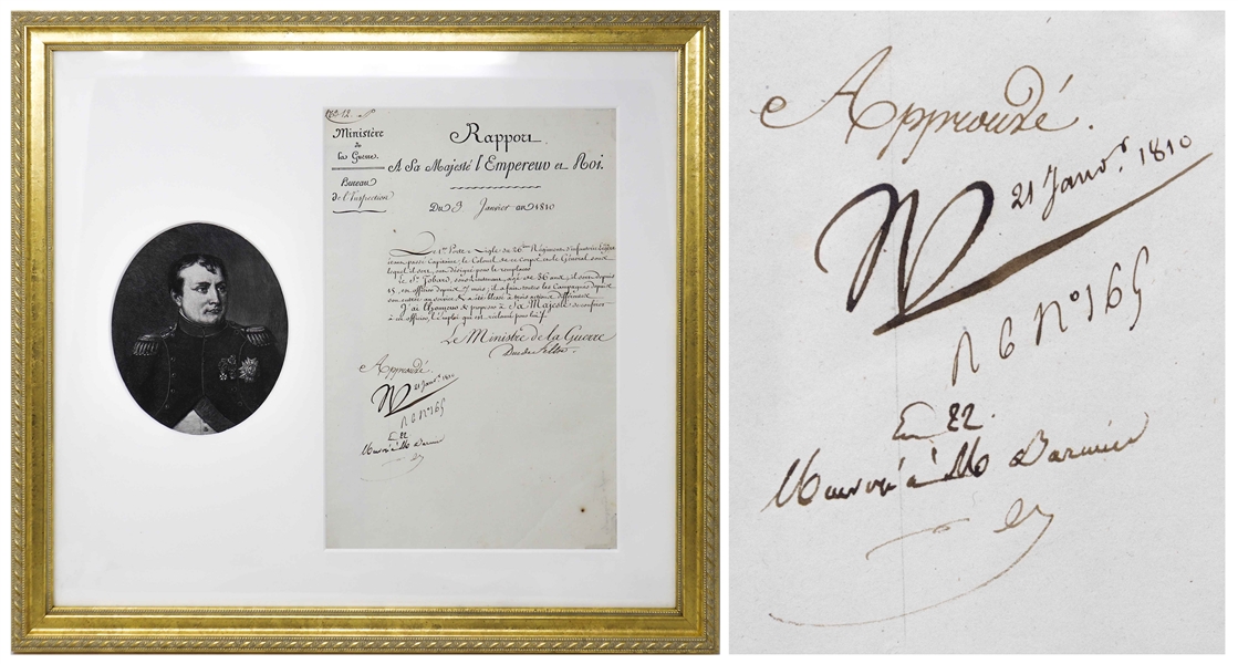Napoleon Bonaparte Military Report Signed in 1810 as Emperor of France -- With Bold Signature