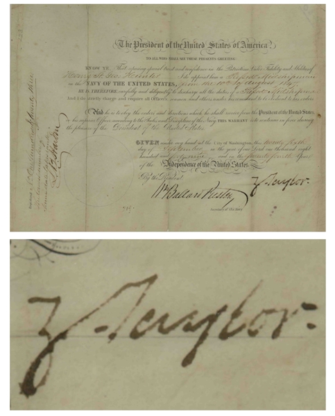 Zachary Taylor Naval Appointment Signed as President -- The Third Rarest Autograph as President