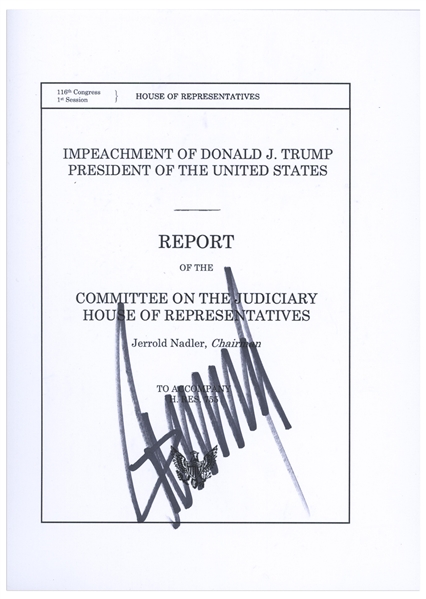 Donald Trump Souvenir Impeachment Report Signed as President -- With Beckett COA
