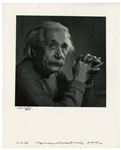 Yousuf Karsh Signed Photogravure of His Famous Portrait of Albert Einstein -- Measures 13.375 x 16.5