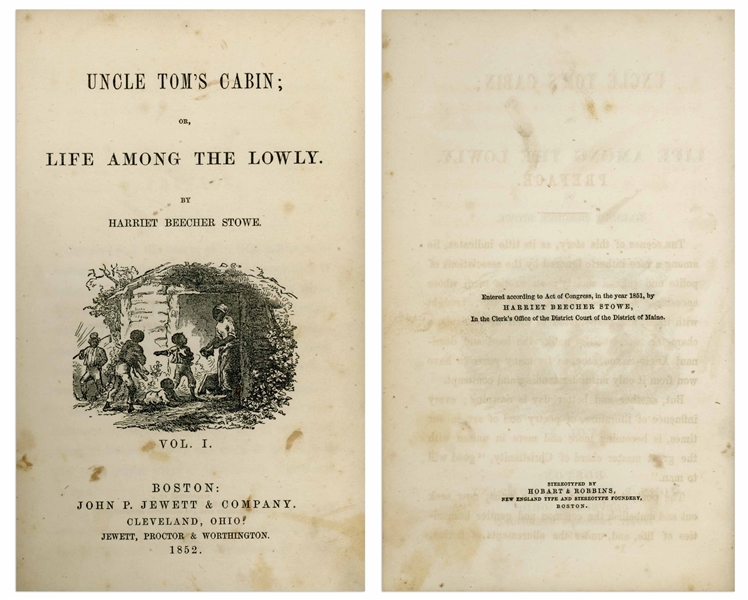 First Edition, First Printing of ''Uncle Tom's Cabin'' by Harriet Beecher Stowe From 1852