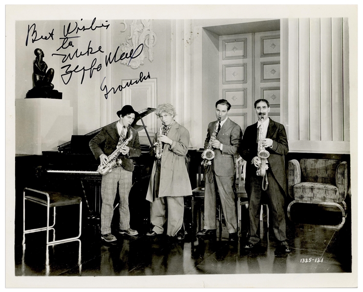 Groucho and Zeppo Marx Signed 10'' x 8'' Photo From the Marx Brothers Film ''Monkey Business''