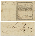 Scarce Paul Revere Signed Bounty Note From 1777 Issued by the Massachusetts-Bay Colony to Fund the Revolutionary War -- Likely Reveres Personally Owned Debt Note -- With University Archives COA