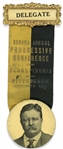 Progressive Party Campaign Badge From 1914 With Button of Theodore Roosevelt